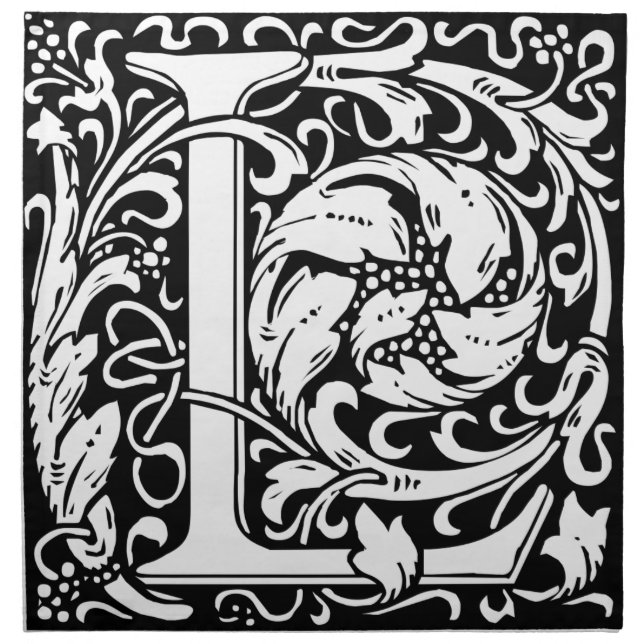Letter L Medieval Monogram Art Nouveau Cloth Napkin (Front)