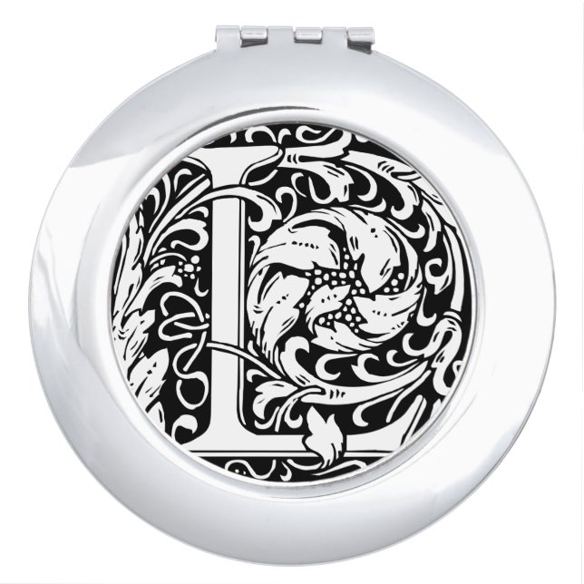 Letter L Medieval Monogram Art Nouveau Compact Mirror (Front)