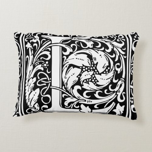 Letter L Medieval Monogram Art Nouveau Decorative Pillow