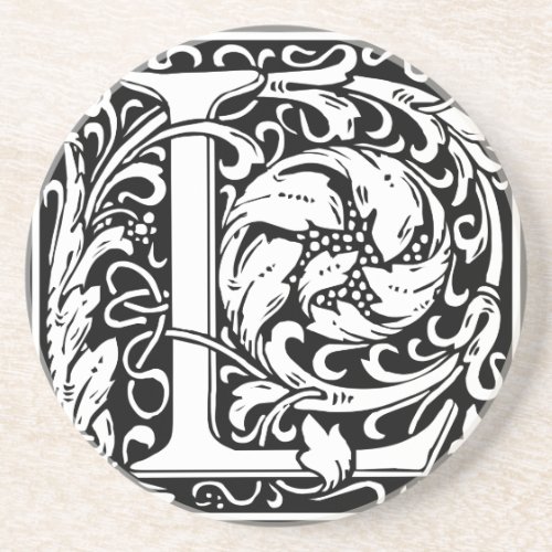 Letter L Medieval Monogram Art Nouveau Drink Coaster
