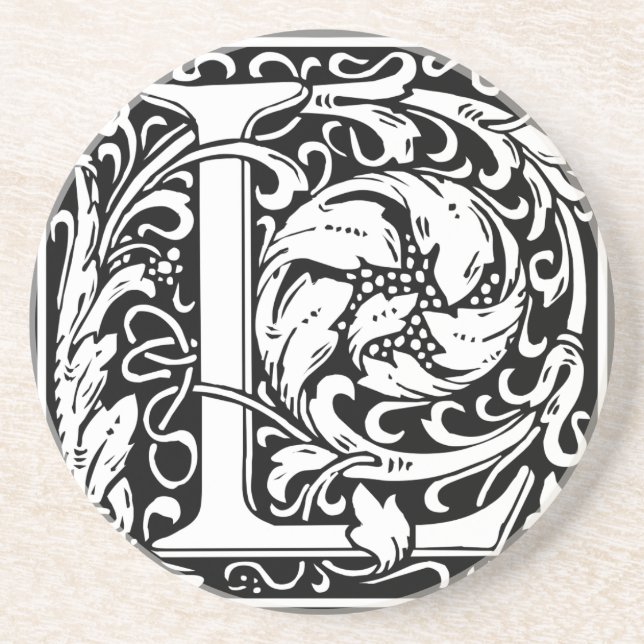 Letter L Medieval Monogram Art Nouveau Drink Coaster (Front)