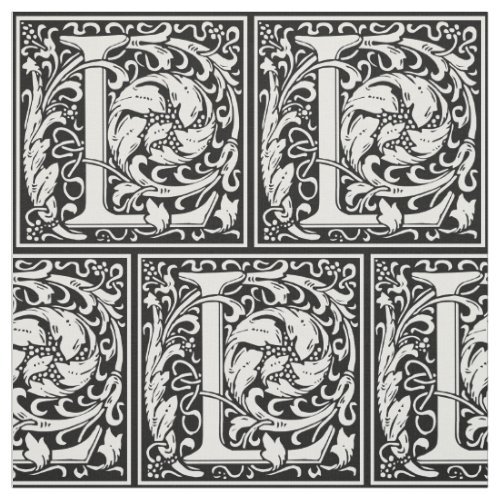 Letter L Medieval Monogram Art Nouveau Fabric
