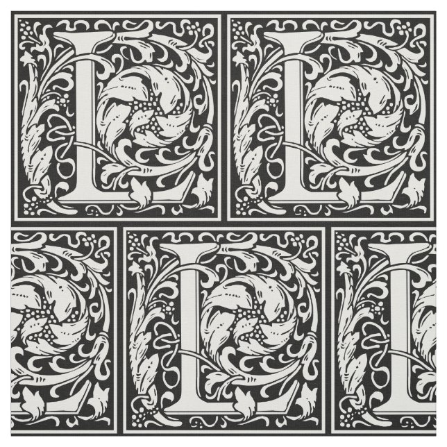 Letter L Medieval Monogram Art Nouveau Fabric (Swatch)