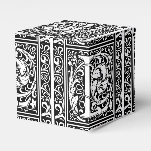 Letter L Medieval Monogram Art Nouveau Favor Boxes (Front Side)