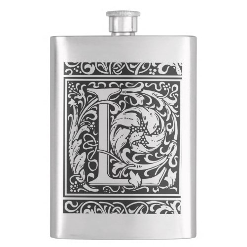 Letter L Medieval Monogram Art Nouveau Flask