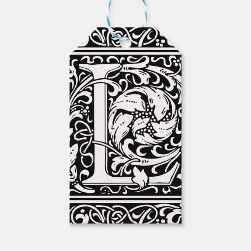 Letter L Medieval Monogram Art Nouveau Gift Tags