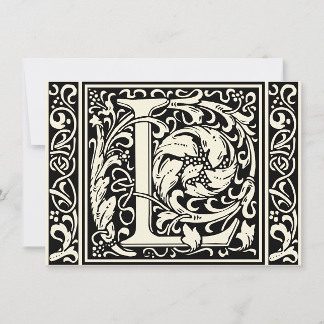 Letter L Medieval Monogram Art Nouveau Invitation (Front)