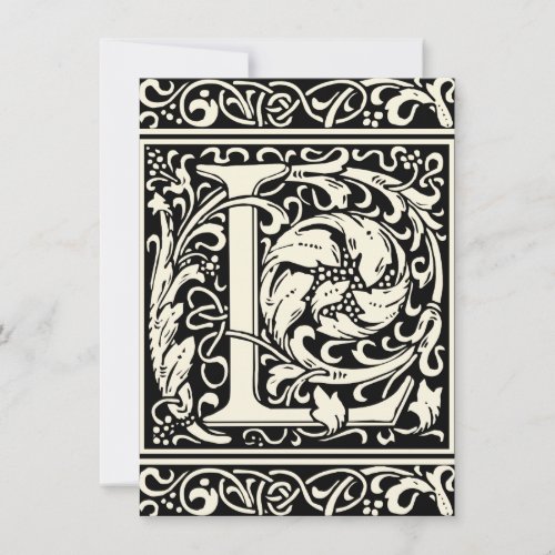 Letter L Medieval Monogram Art Nouveau Invitation