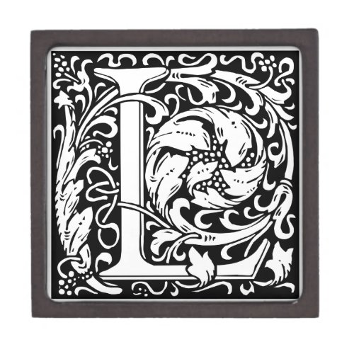 Letter L Medieval Monogram Art Nouveau Jewelry Box