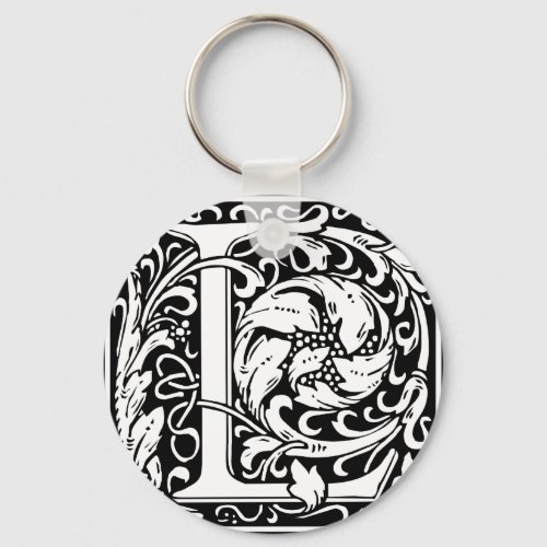 Letter L Medieval Monogram Art Nouveau Keychain