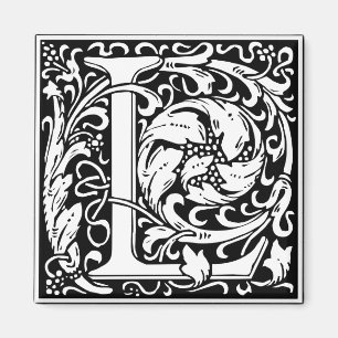Letter L Medieval Monogram Art Nouveau Magnet