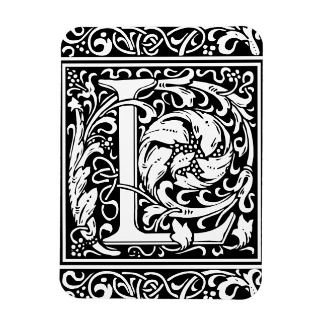 Letter L Medieval Monogram Art Nouveau Magnet (Vertical)