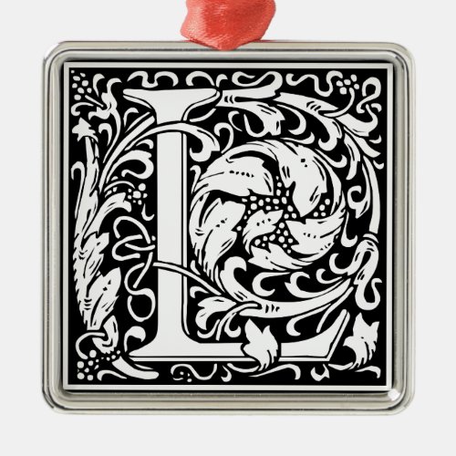 Letter L Medieval Monogram Art Nouveau Metal Ornament