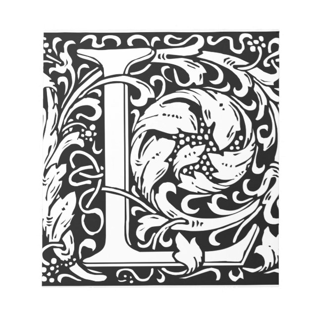 Letter L Medieval Monogram Art Nouveau Notepad (Front)