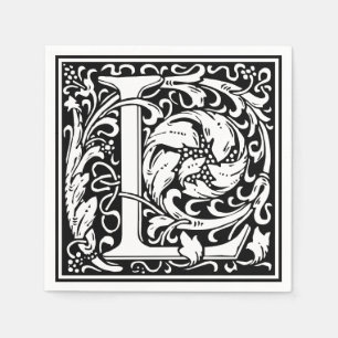 Letter L Medieval Monogram Art Nouveau Paper Napkins