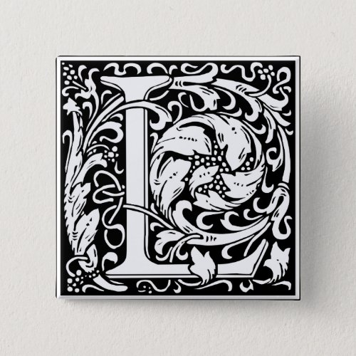 Letter L Medieval Monogram Art Nouveau Pinback Button