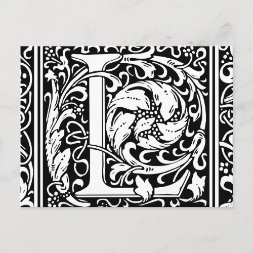 Letter L Medieval Monogram Art Nouveau Postcard