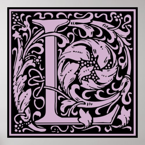 Letter L Medieval Monogram Art Nouveau Poster