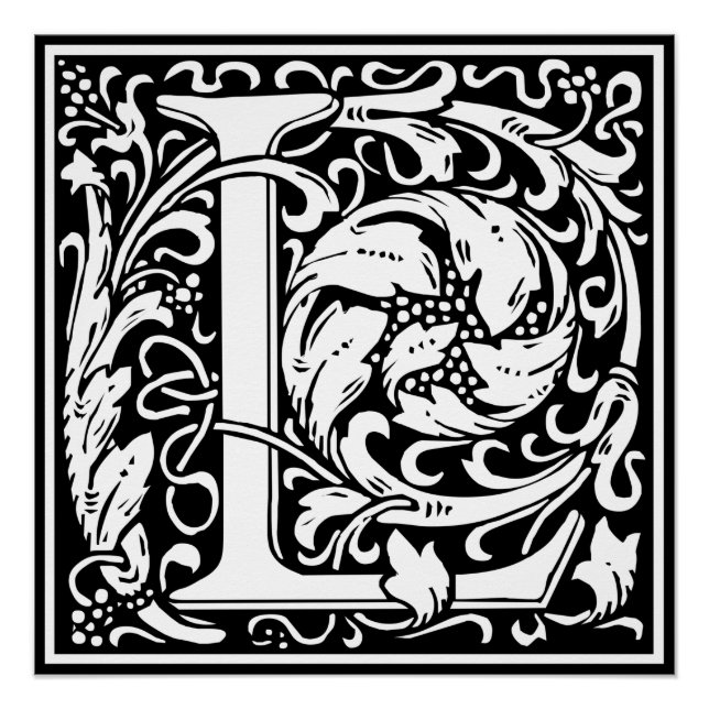 Letter L Medieval Monogram Art Nouveau Poster (Front)