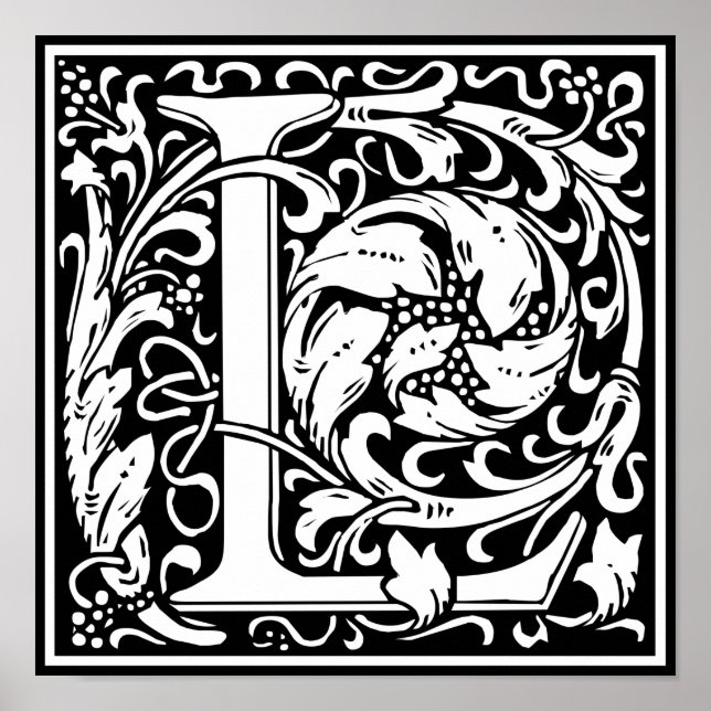Letter L Medieval Monogram Art Nouveau Poster (Front)