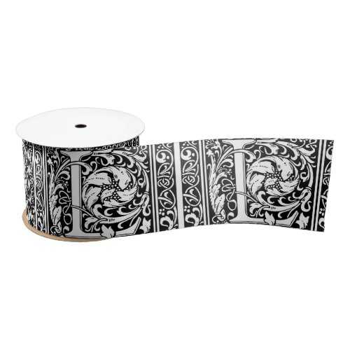 Letter L Medieval Monogram Art Nouveau Satin Ribbon