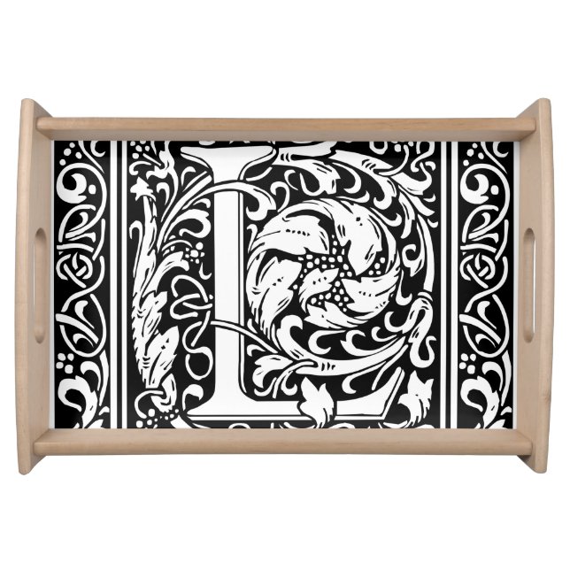 Letter L Medieval Monogram Art Nouveau Serving Tray (Front)