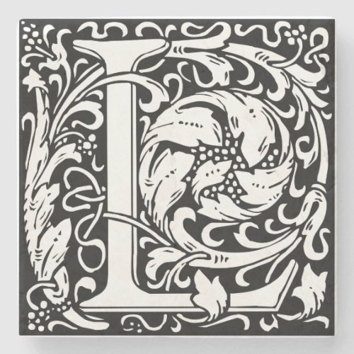 Letter L Medieval Monogram Art Nouveau Stone Coaster