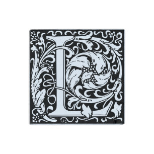 Letter L Medieval Monogram Art Nouveau Stone Magnet