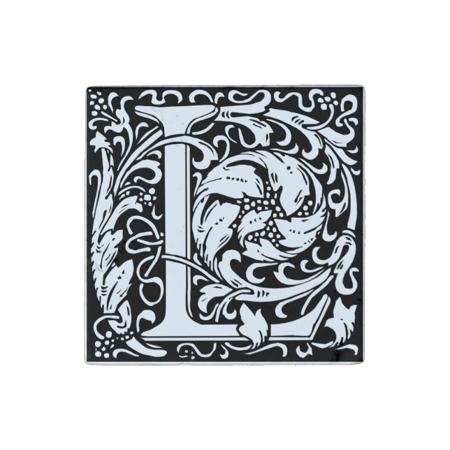 Letter L Medieval Monogram Art Nouveau Stone Magnet (First Magnet)