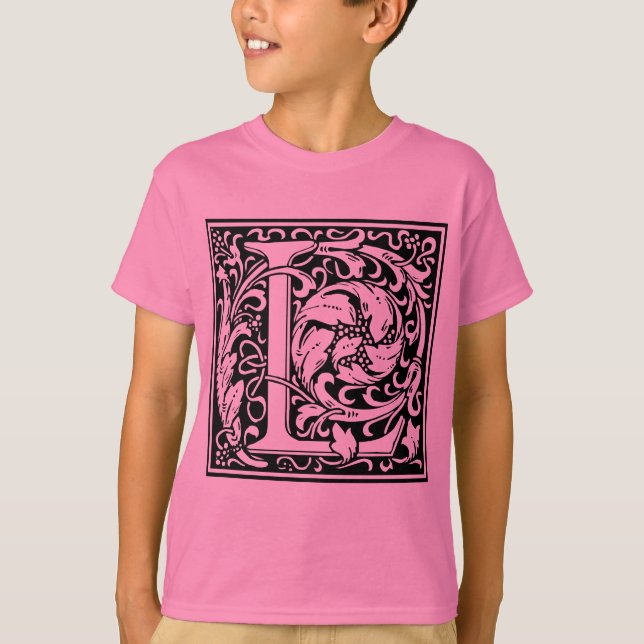 Letter L Medieval Monogram Art Nouveau T-Shirt (Front)