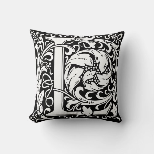 Letter L Medieval Monogram Art Nouveau Throw Pillow