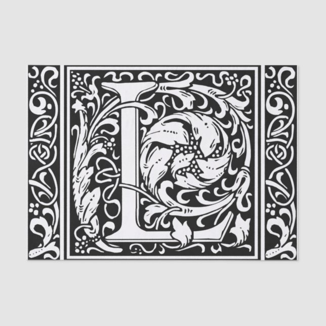 Letter L Medieval Monogram Art Nouveau Tissue Paper (Front)