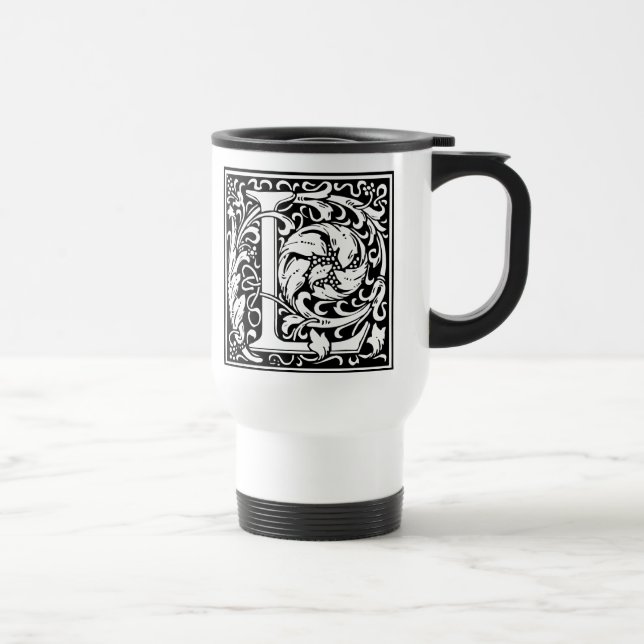 Letter L Medieval Monogram Art Nouveau Travel Mug (Right)