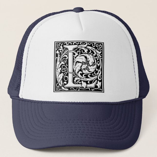 Letter L Medieval Monogram Art Nouveau Trucker Hat (Front)