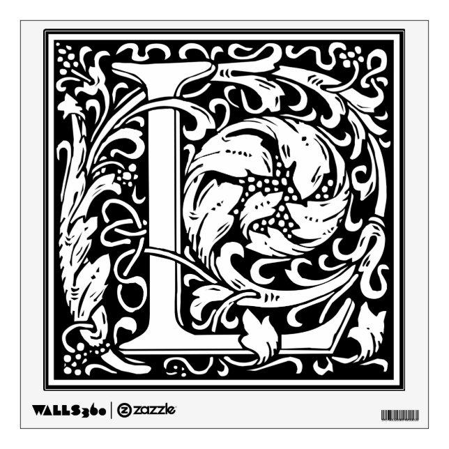 Letter L Medieval Monogram Art Nouveau Wall Decal (Front)