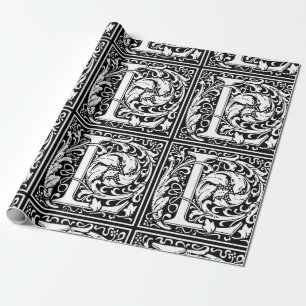 Letter L Medieval Monogram Art Nouveau Wrapping Paper
