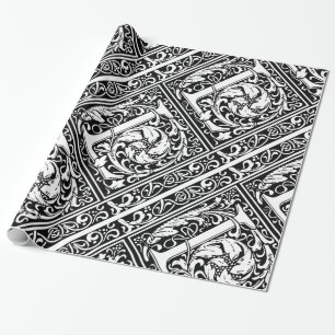 Letter L Medieval Monogram Art Nouveau Wrapping Paper