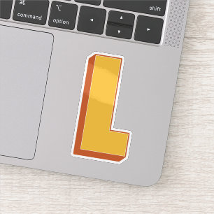 Letter L Monogram, Bold 3D Type Font Initial Sticker