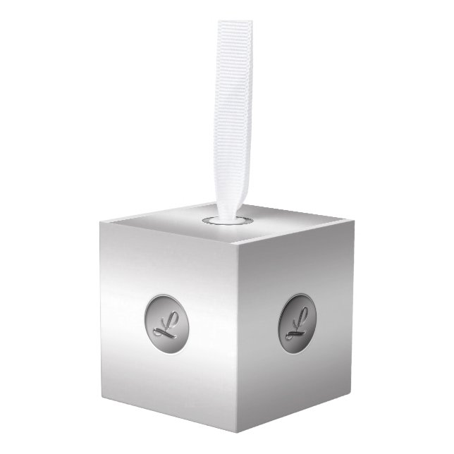 "Letter L" Monogram Cube Ornament (Front Angled)