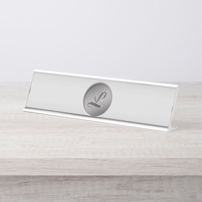 "Letter L" Monogram Desk Name Plate (Front)