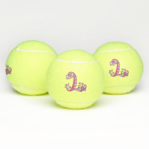Letter L monogram girls personalized doodle art Tennis Balls