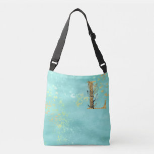 *~* Letter L Monogram Gold Glitter Turquoise Blue Crossbody Bag
