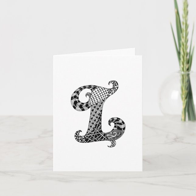 Letter L Monogram in Black and White Note Card (Front)