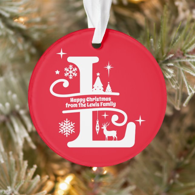 Letter L Monogram Initial Family Name Greeting     Ornament (Tree)