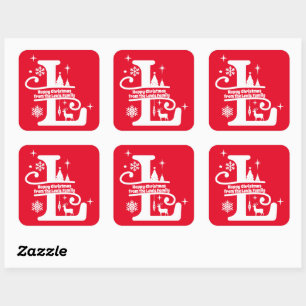 Letter L Monogram Initial Family Name Greeting  Square Sticker