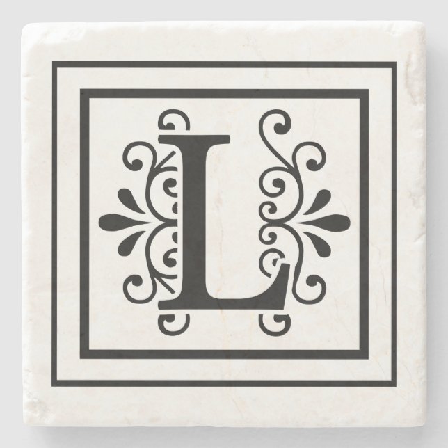 Letter L Monogram Stone Coasters (Front)