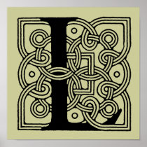 Letter L Monogram Vintage Celtic Knot Print