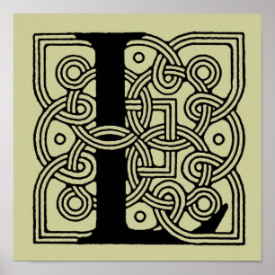 Letter L Monogram Vintage Celtic Knot Print