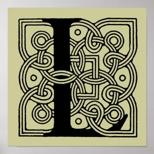 Letter L Monogram Vintage Celtic Knot Print