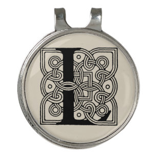 Letter L Monogram Vintage Celtic Knot Print Golf Hat Clip